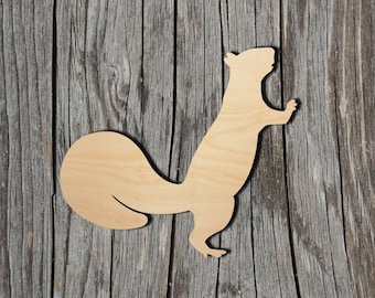 Squirrel Wood Cutout - Laser Cut Unfinished 1/8" Baltic Birch Plywood Shape - DIY Craft Supply