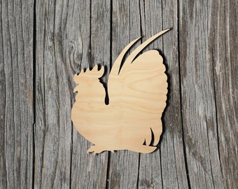 Rooster - Chicken - Multiple Sizes - Laser Cut Unfinished Wood Cutout Shapes