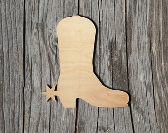Cowboy Boot Shape -  Laser Cut Unfinished Wood Cutout Shapes - Always check sizes and measure