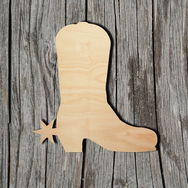 Cowboy Boot Shape -  Laser Cut Unfinished Wood Cutout Shapes - Always check sizes and measure