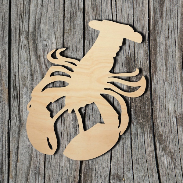 Lobster Shape -  Laser Cut Unfinished Wood Cutout Shapes - Always check sizes and measure