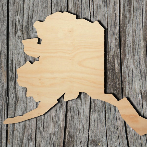 Alaska State -  Laser Cut Unfinished Wood Cutout Shapes - Always check sizes and measure