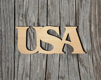 USA sign - Laser Cut Unfinished Wood Cutout Shapes - Always check sizes and measure