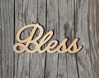 Bless wood sign - Multiple Sizes - Laser Cut Unfinished Wood Cutout Shapes