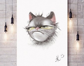 Grumpy Cat Art Print - Grumpy Cat Poster - Grumpy Cat Kids Gift - Grumpy Cat Decor/Room Wall Art