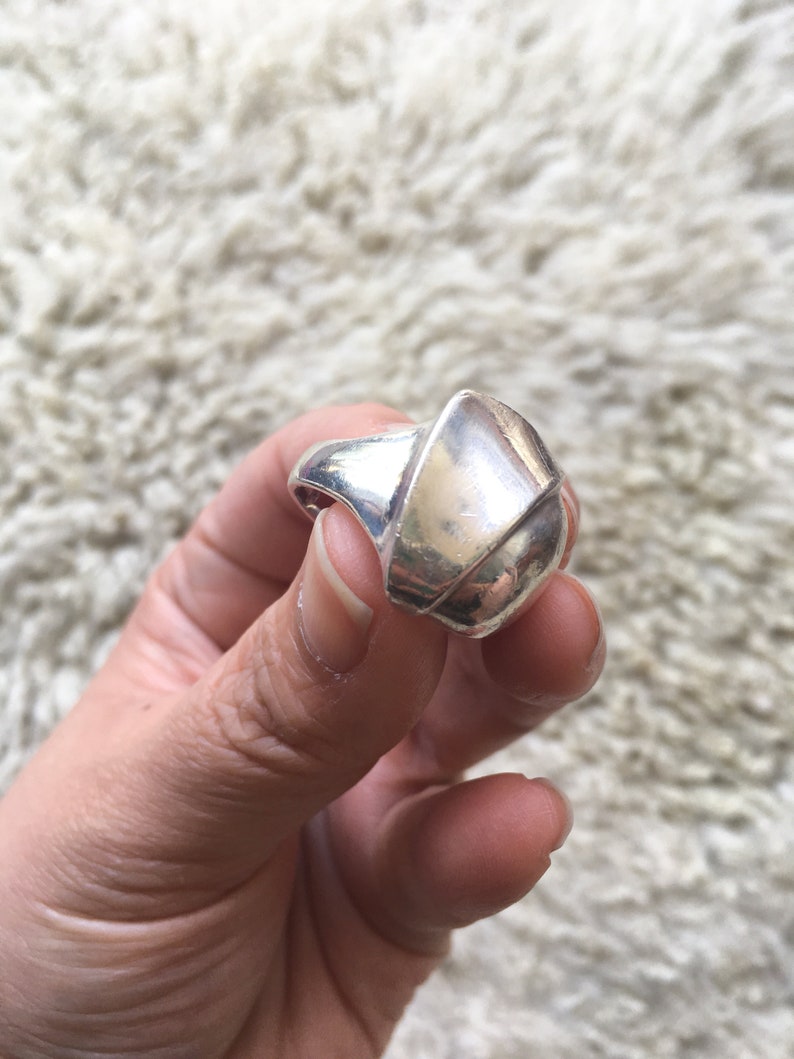 Vintage Modernist Silver Ring US Size 8.5 Chunky 925 Unisex Silver Ring Vintage Austrian Solid Silver Statement Ring