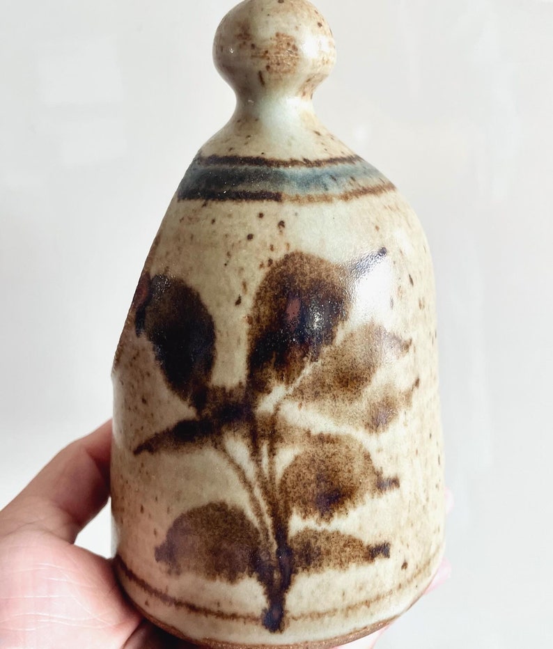 Vintage Ceramic Salt Pig/ Handmade Neutrals Studio Pottery Salt Cellar/ Very Cute Unique Speckled Neutrals Salt Jar image 2