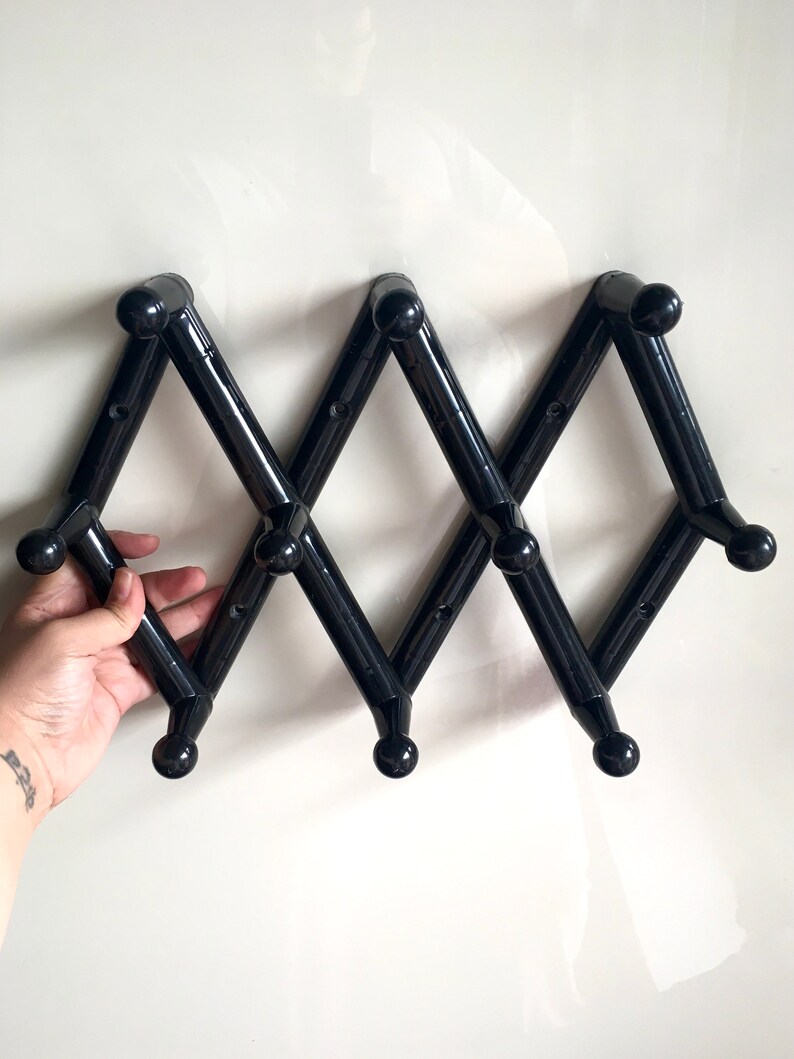 Vintage Black Plastic Accordion Peg Rack / Thick & Sturdy Etsy