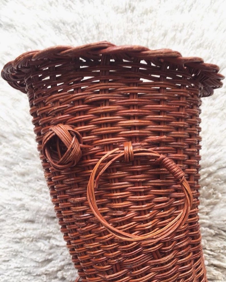 Vintage Wicker Cornucopia Basket / Large Woven Footed Rattan Etsy