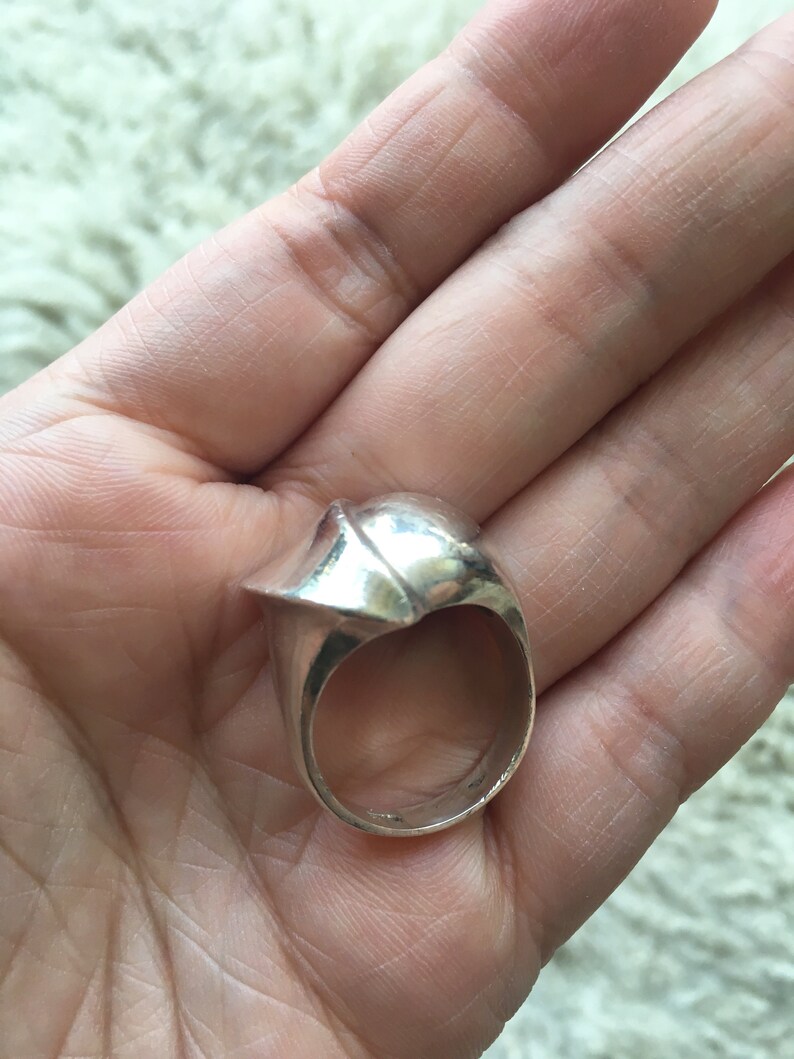 Vintage Modernist Silver Ring US Size 8.5 Chunky 925 Unisex Silver Ring Vintage Austrian Solid Silver Statement Ring
