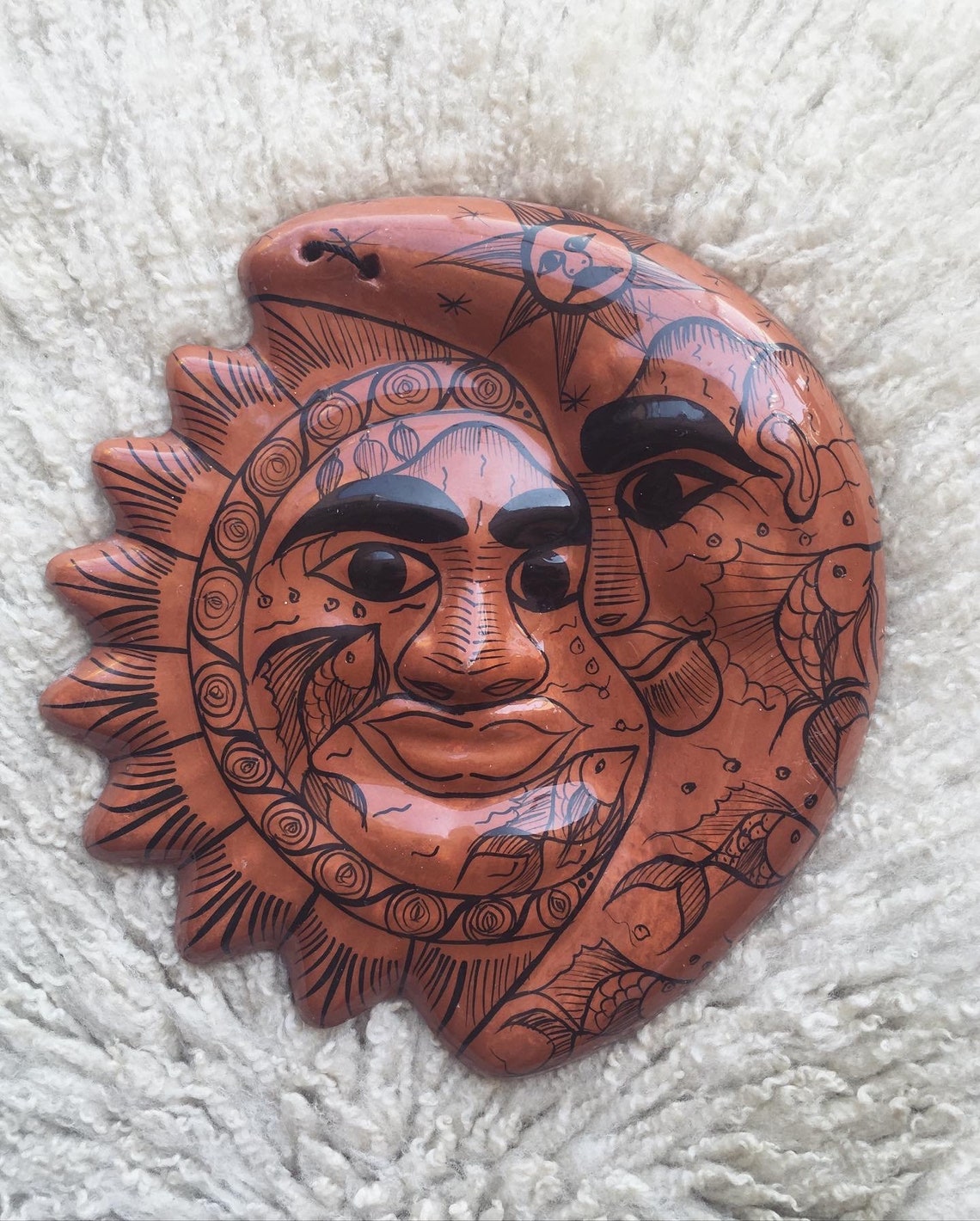 Vintage Ceramic Sun Moon Wall Hanging / Handmade Terracotta Etsy UK