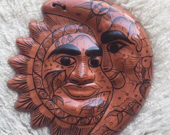 Vintage Ceramic Sun Moon Wall Hanging Handmade Terracotta Etsy Israel