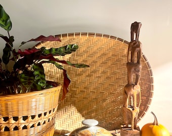 Vintage Carved Wood Elephants Tower / African Handcarved Five Wooden Elephant Sculpture / Unique Stacked Lucky Elephant Teak Figurine
