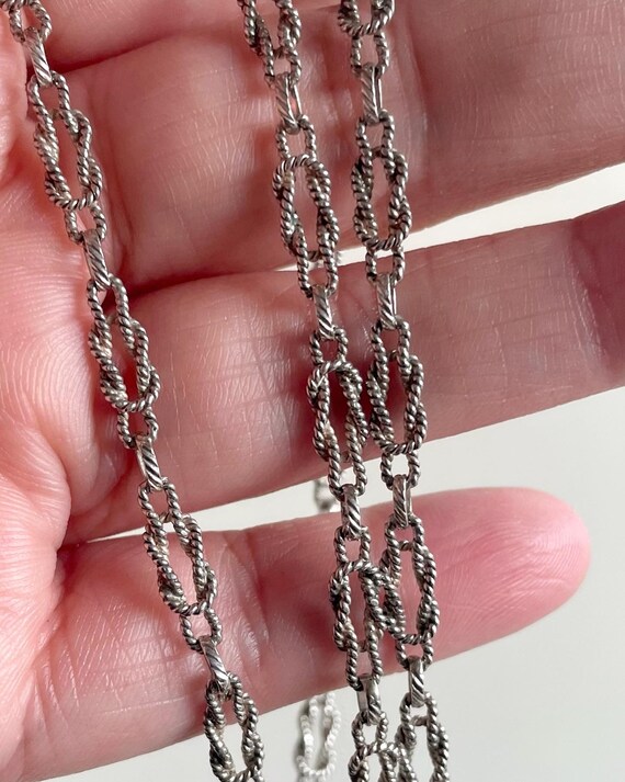 Antique Deco Silver Twisted Knot Chain / Heavy 20… - image 3