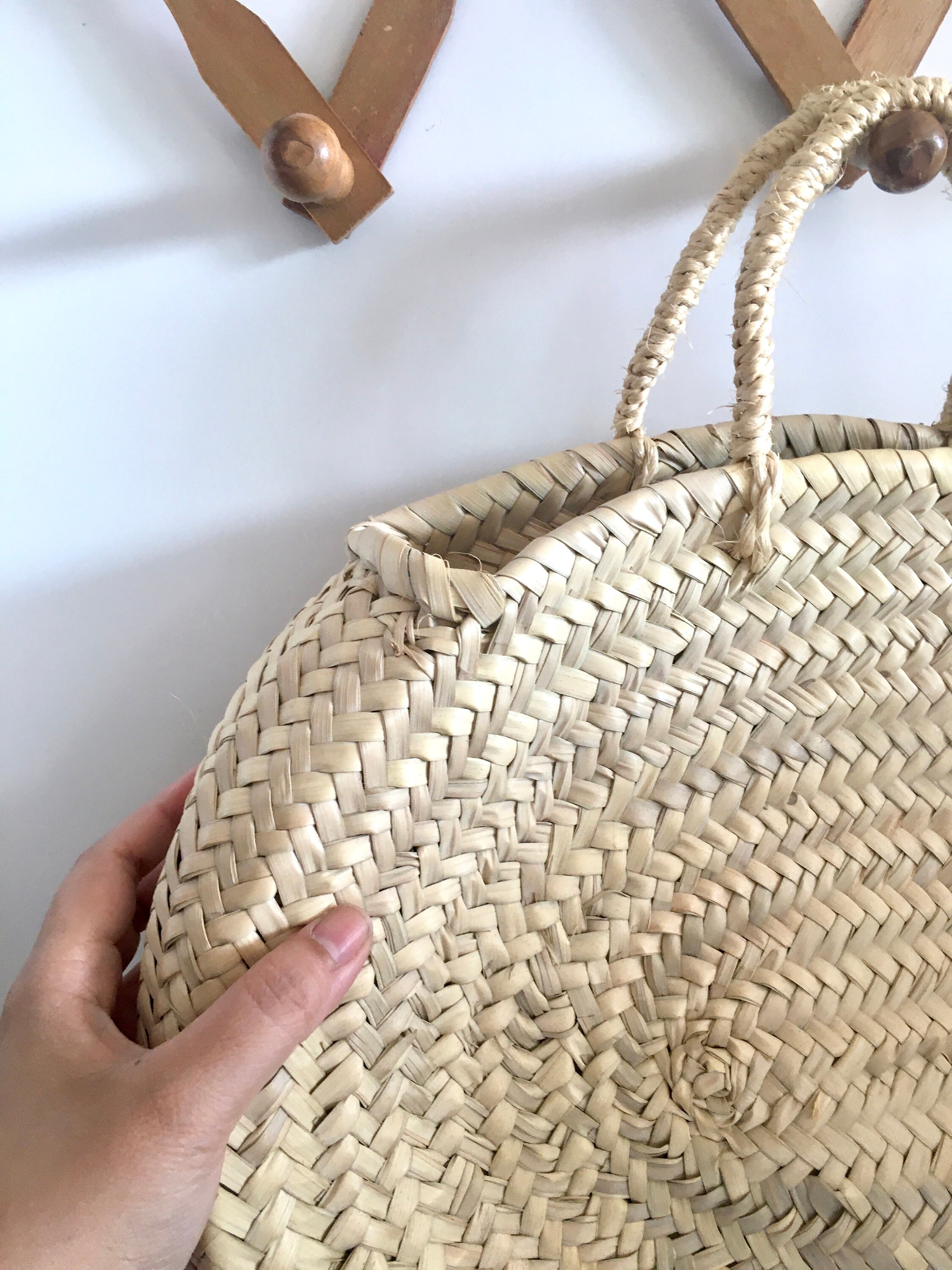 Vintage Handmade Oval Moroccan Basket Bag / Natural Woven | Etsy