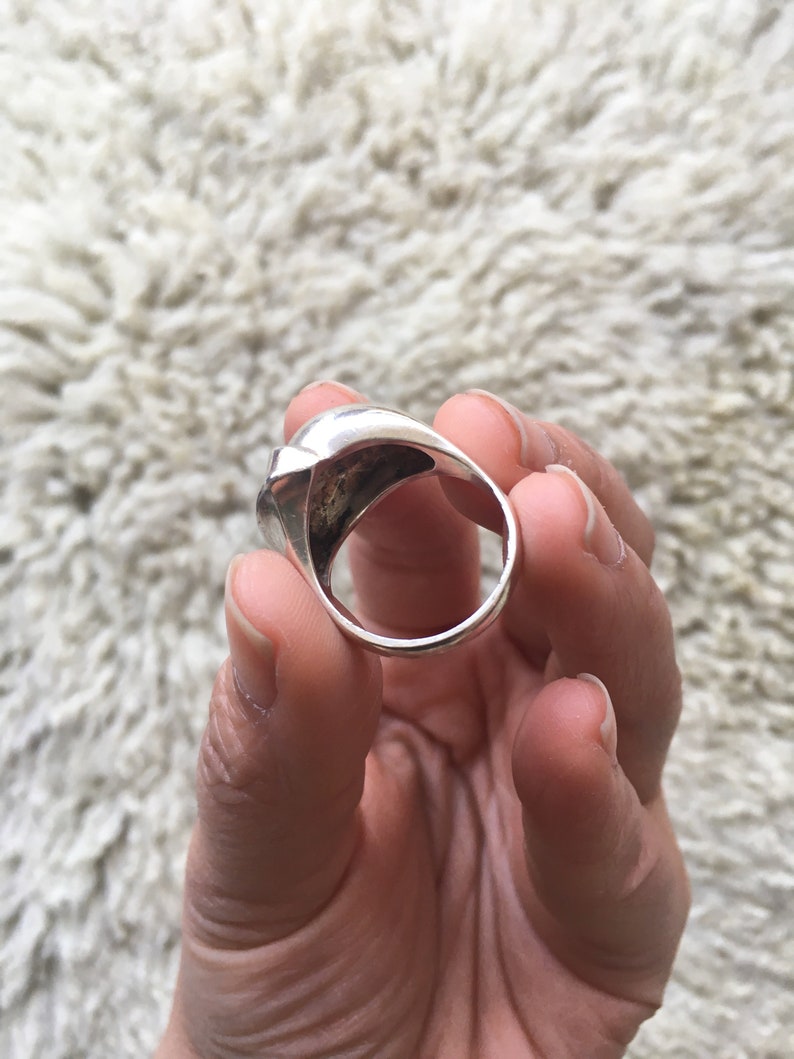 Vintage Modernist Silver Ring US Size 8.5 Chunky 925 Unisex Silver Ring Vintage Austrian Solid Silver Statement Ring