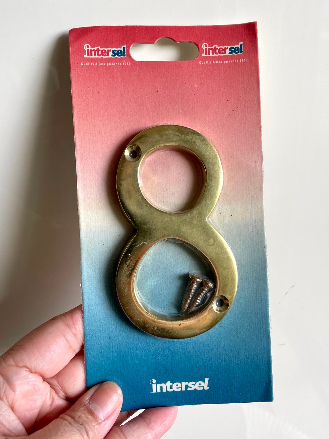 Vintage Solid Brass Number 8 Sign / New Old Stock Intersel Number Sign ...