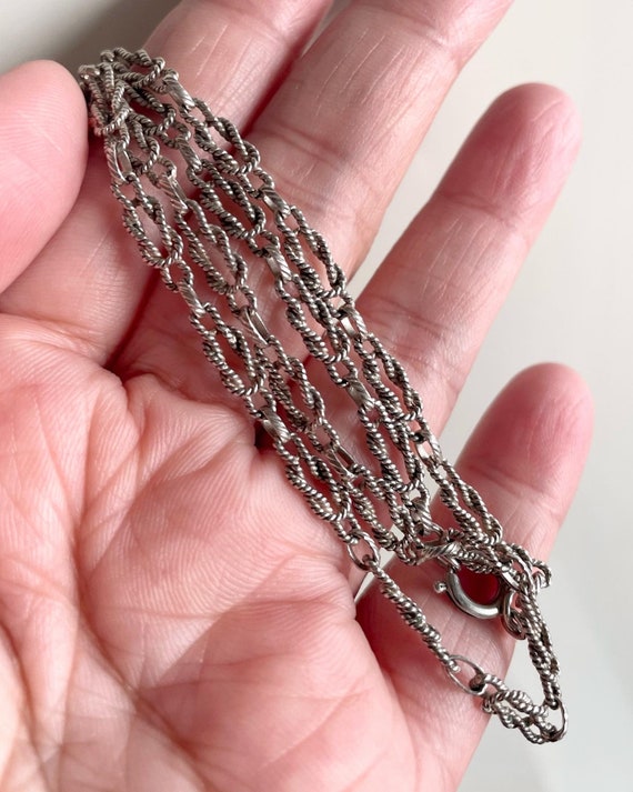 Antique Deco Silver Twisted Knot Chain / Heavy 20… - image 8