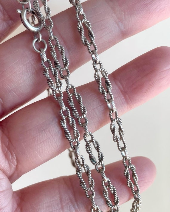 Antique Deco Silver Twisted Knot Chain / Heavy 20… - image 4