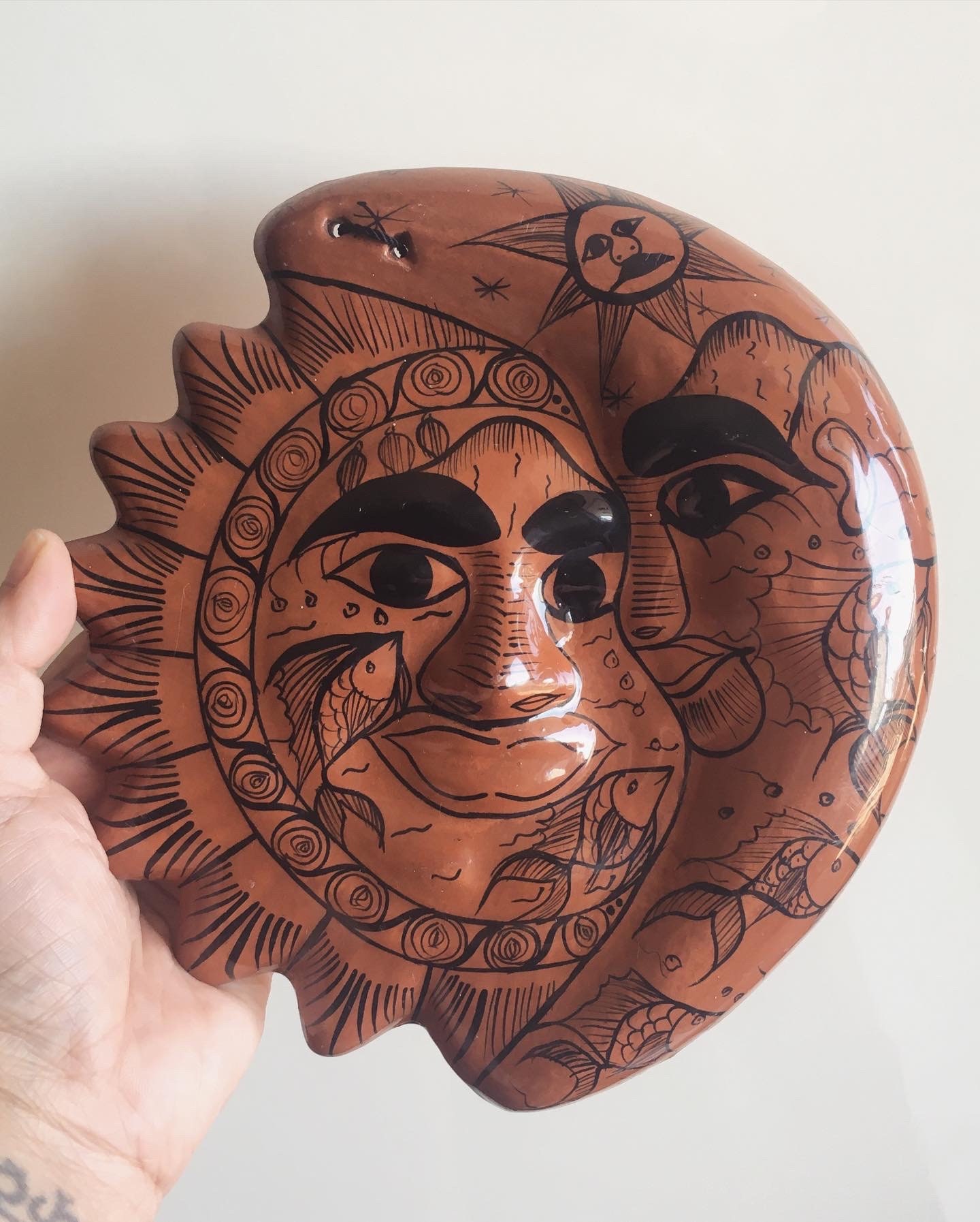 Vintage Ceramic Sun Moon Wall Hanging / Handmade Terracotta Etsy