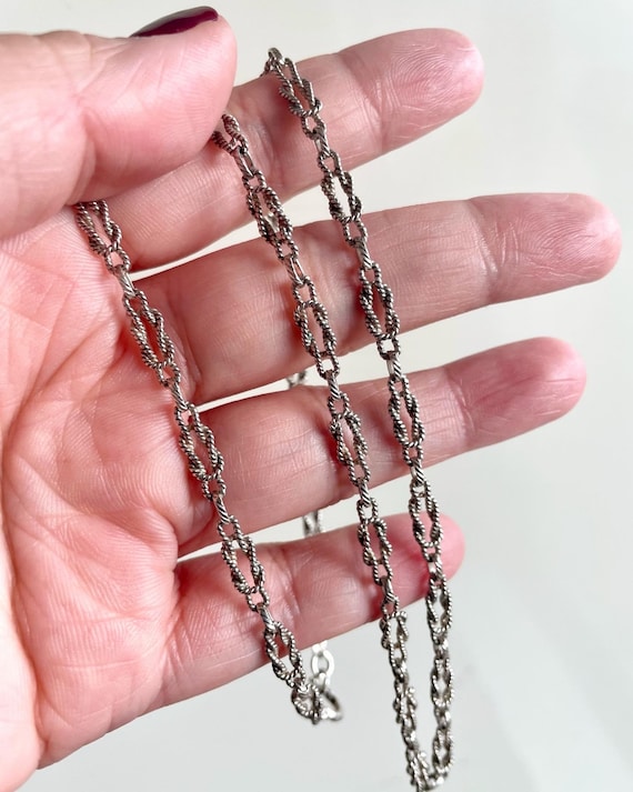 Antique Deco Silver Twisted Knot Chain / Heavy 20… - image 1