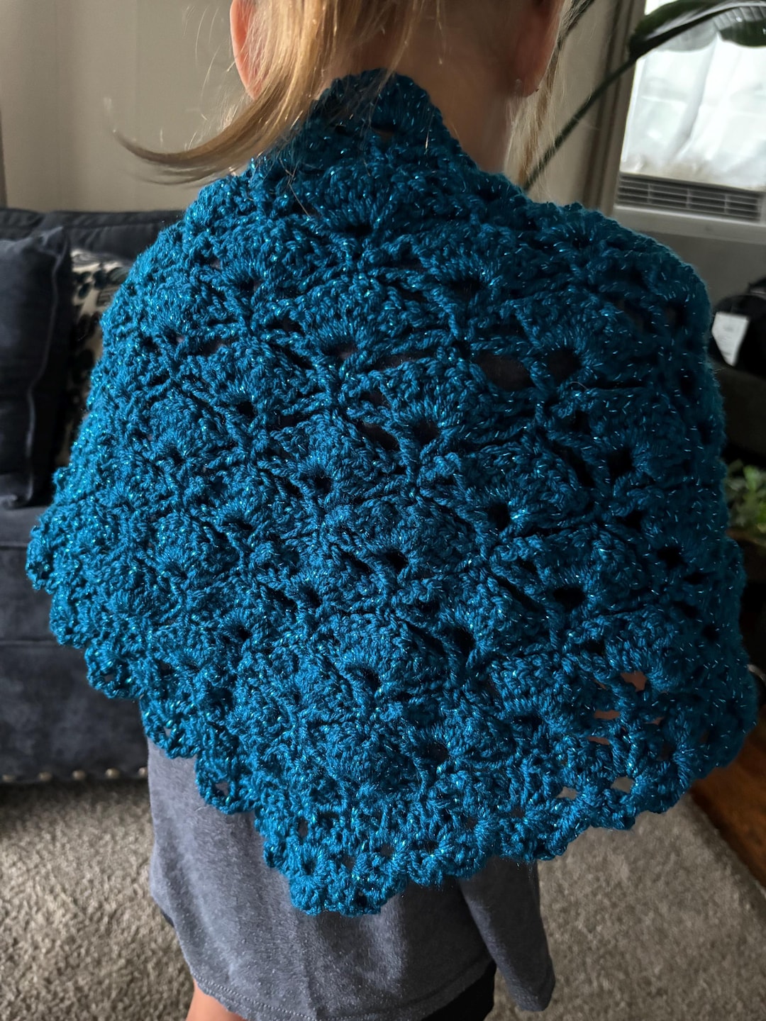 Handmade Crochet Shell Pattern Soft and Lacey Shawl Wrap With Matching ...