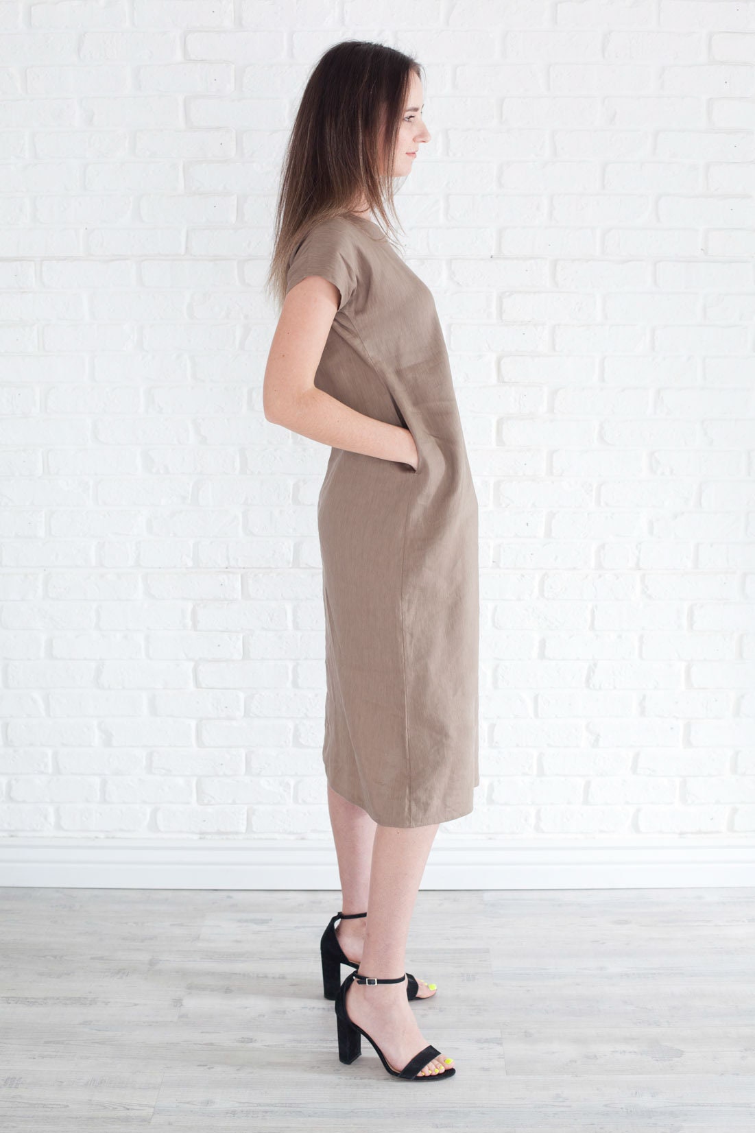 Siesta Linen Dress Brown