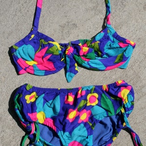 Pink and blue 1960&#39;s vintage halter neck bikini.