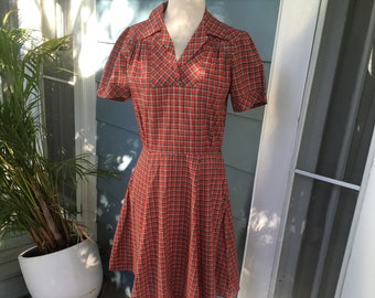 Back to School vintage preppy/punk handmade cotton dress