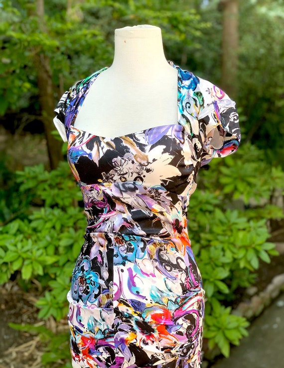 1980's Cache Designer Figure-hugging, Ruched, Sil… - image 2