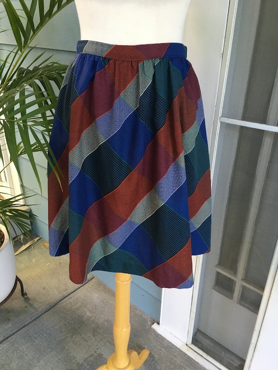 1980's Handmade Knee Length Plaid Skirt