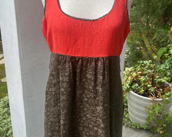 Moulinette Soeurs Sleeveless Colorblock Dress - Boho Chic Mixed Fabric Dress, Size 6