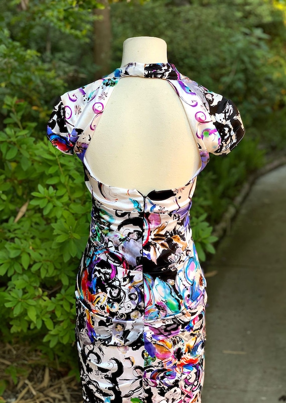 1980's Cache Designer Figure-hugging, Ruched, Sil… - image 4