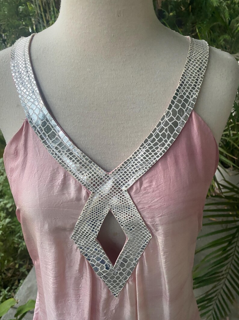 Exex Italian Designer Pale Pink Tie Dye Silk Dress image 2