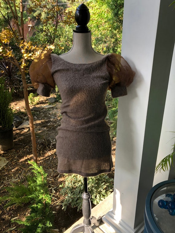 Short wool open back mini dress