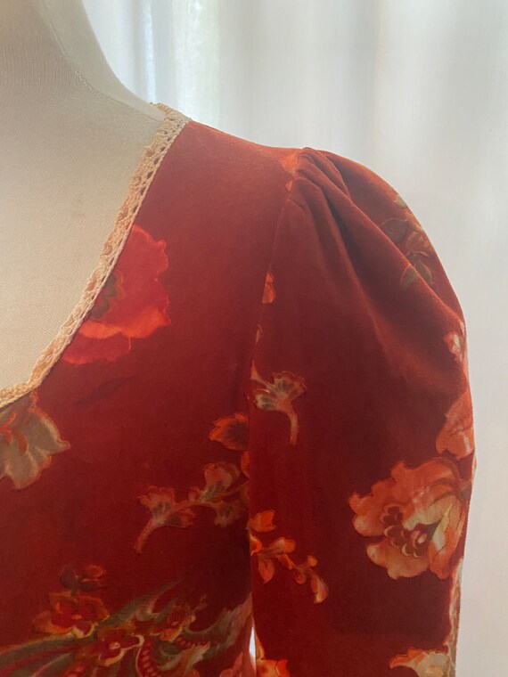 Beautiful Rare 1970s Wallis Floral Cotton Cluny Lace Bodice Maxi Dress