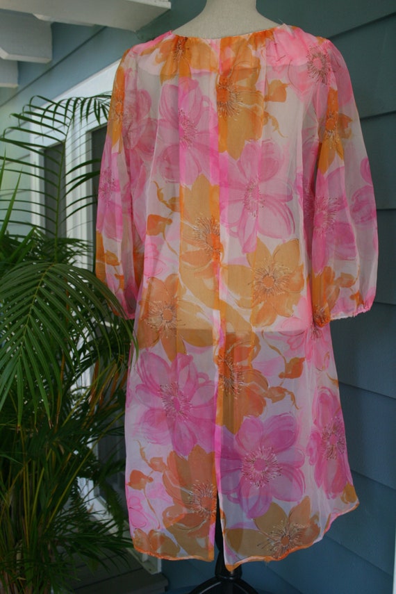 Vintage 1960’s hot pink and orange sheer shift dr… - image 4