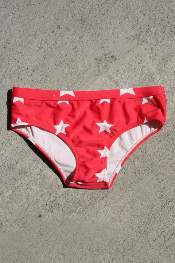 Brazilian red and white star print bikini bottom. - image 1