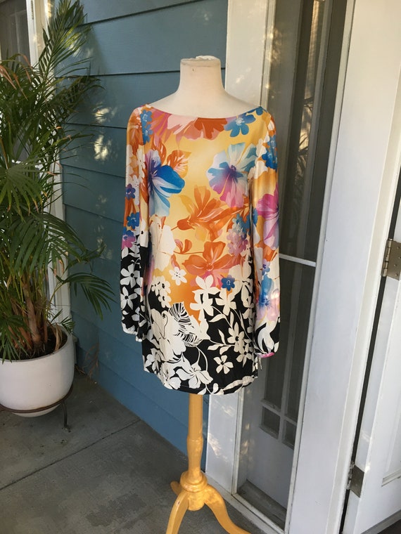 1980s style Cache Floral Silk Dress - image 1