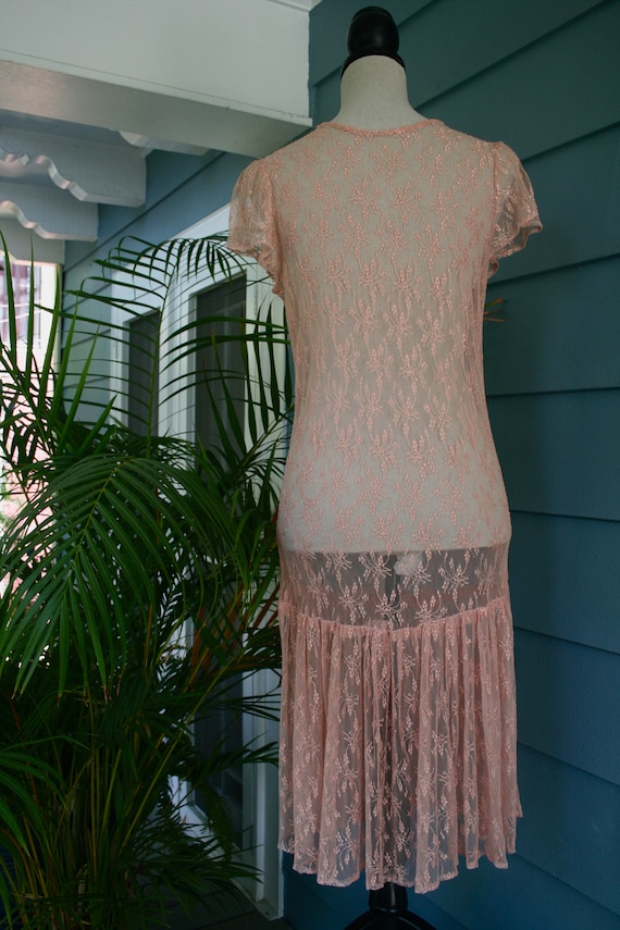 Pink lace sheer drop waisted dress. - image 4