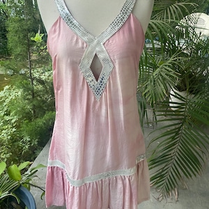 Exex Italian Designer Pale Pink Tie Dye Silk Dress image 1