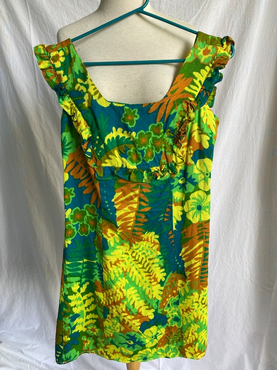 Green patterned Gucci style 1960's Hawaiian minidr