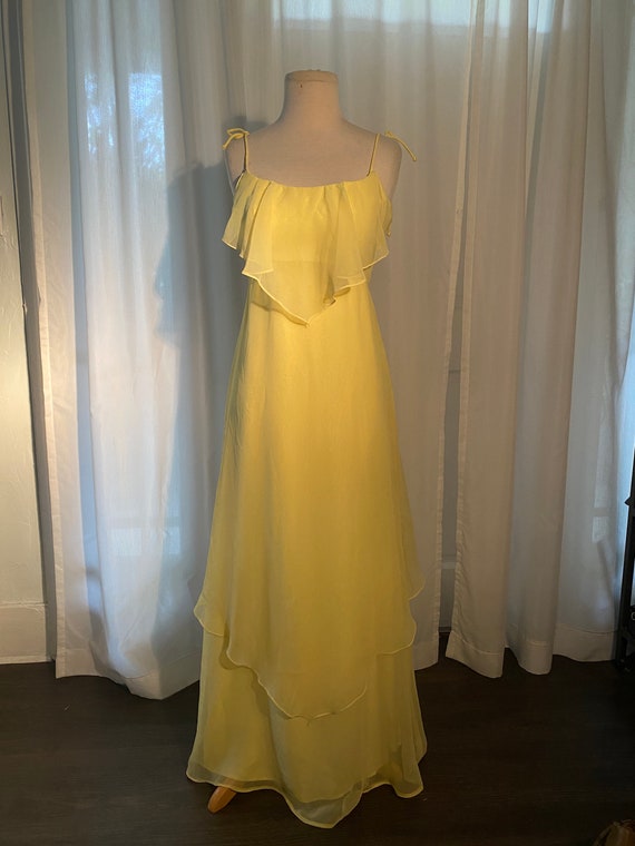 Flowing canary yellow maxi chiffon summer dress