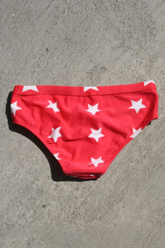 Brazilian red and white star print bikini bottom. - image 2