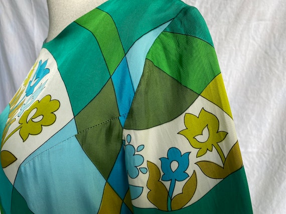 1960's silk green, mustard, blue, turquoise shift… - image 7