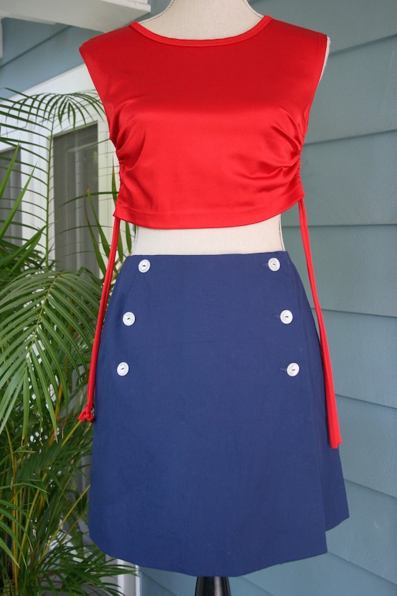 Cherry red designer satin 90s Todd Oldham top