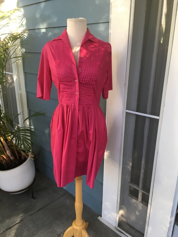 1960's handmade hot rose pink day dress