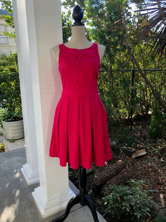 2000 Lauren Conrad bright pink dress with big bow - image 1