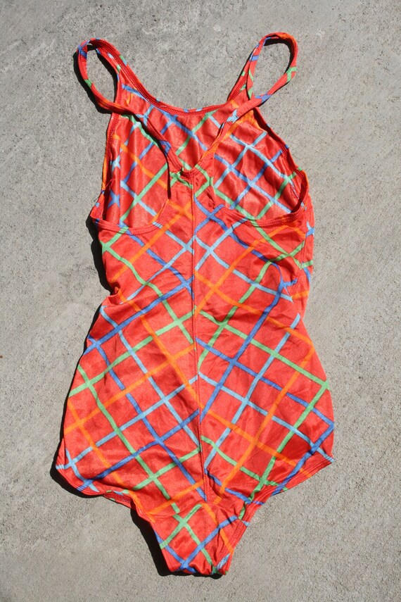 HED orange criss-cross vintage patterned swimsuit. - image 2