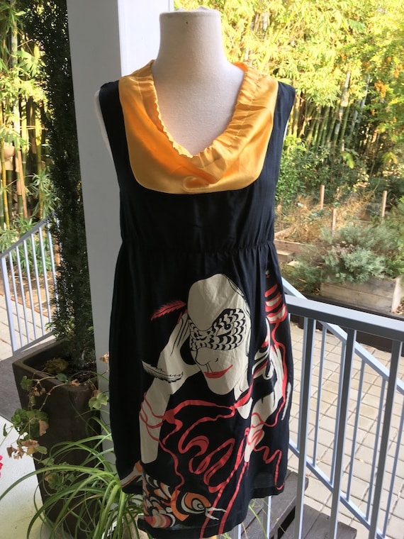 90s miu miu babydoll japanese silkscreen art dress
